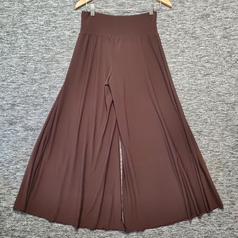 Sharon Max Palazzo Pants Womens Medium Brown Wide Leg Flowy High Waist Boho - Picture 2 of 8